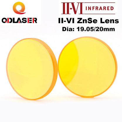 QDLASER II-VI USA CVD ZnSe Focus Lens Dia. 19.05 20mm FL 38.1 50.8 63.5 101.6mm 2-4 for CO2 Laser Engraving Cutting Machine