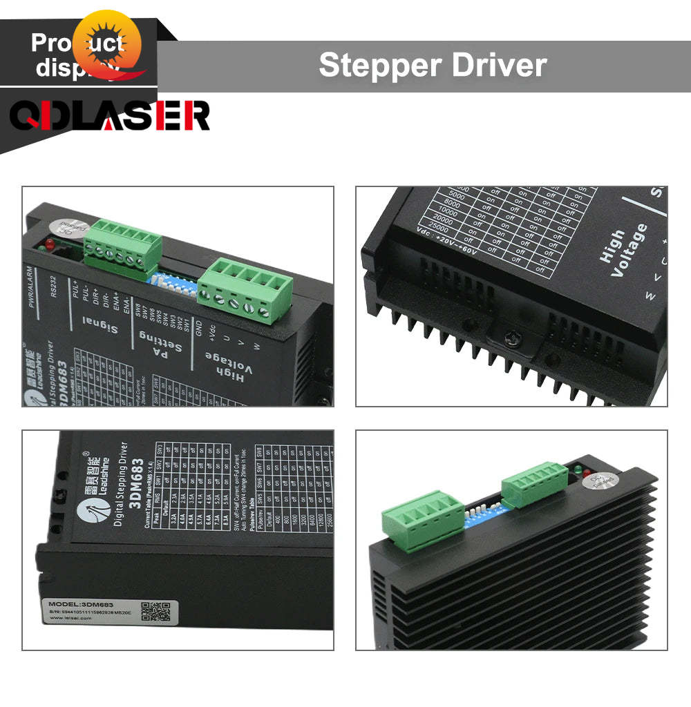 QDLASER Leadshine 3DM683 3 Phase Stepper Motor Driver 20-60 VDC Input Voltage and Max 8.3A Output Current Stepper Drive
