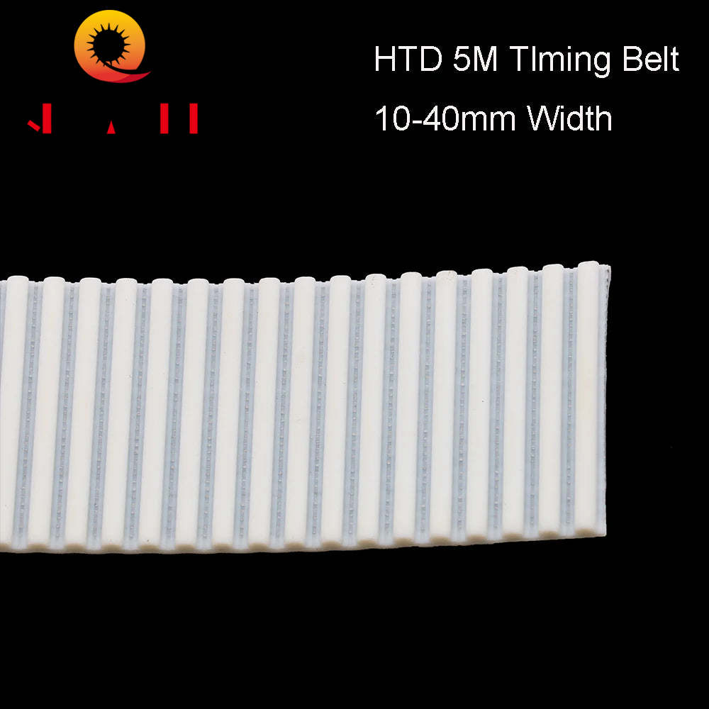 QDLASER Arc Tooth PU White HTD 5M Open Timing belt Width 10/15/20/30/40mm Polyurethane steel 5M-20mm HTD5M Synchronous pulley