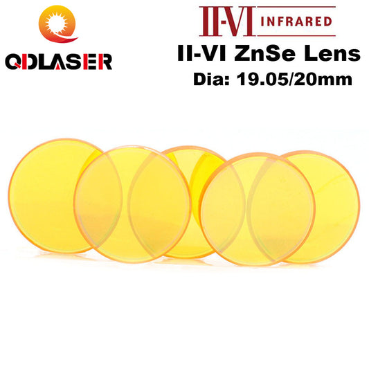 QDLASER II-VI USA CVD ZnSe Focus Lens Dia. 19.05 20mm FL 38.1 50.8 63.5 101.6mm 2-4 for CO2 Laser Engraving Cutting Machine