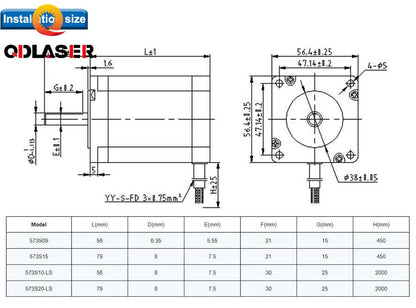 QDLASER Leadshine 3 phase Stepper Motor 573S20-LS / 573S10-LS