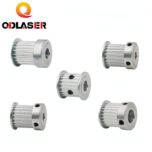 QDLASER CO2 Laser Metal Parts Synchronous HTD 3M Gear Pulley 20/24Teeth 6.35/8/12mm for DIY CO2 Laser Engraving Cutting Machine