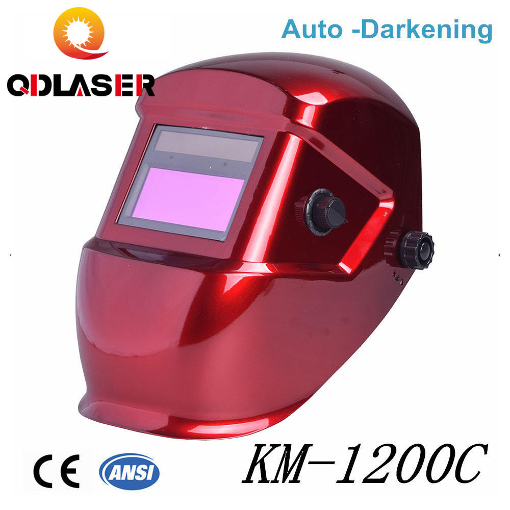 QDLASER Auto Darken Laser Welding Helmet Mask Red Color KM-1200C