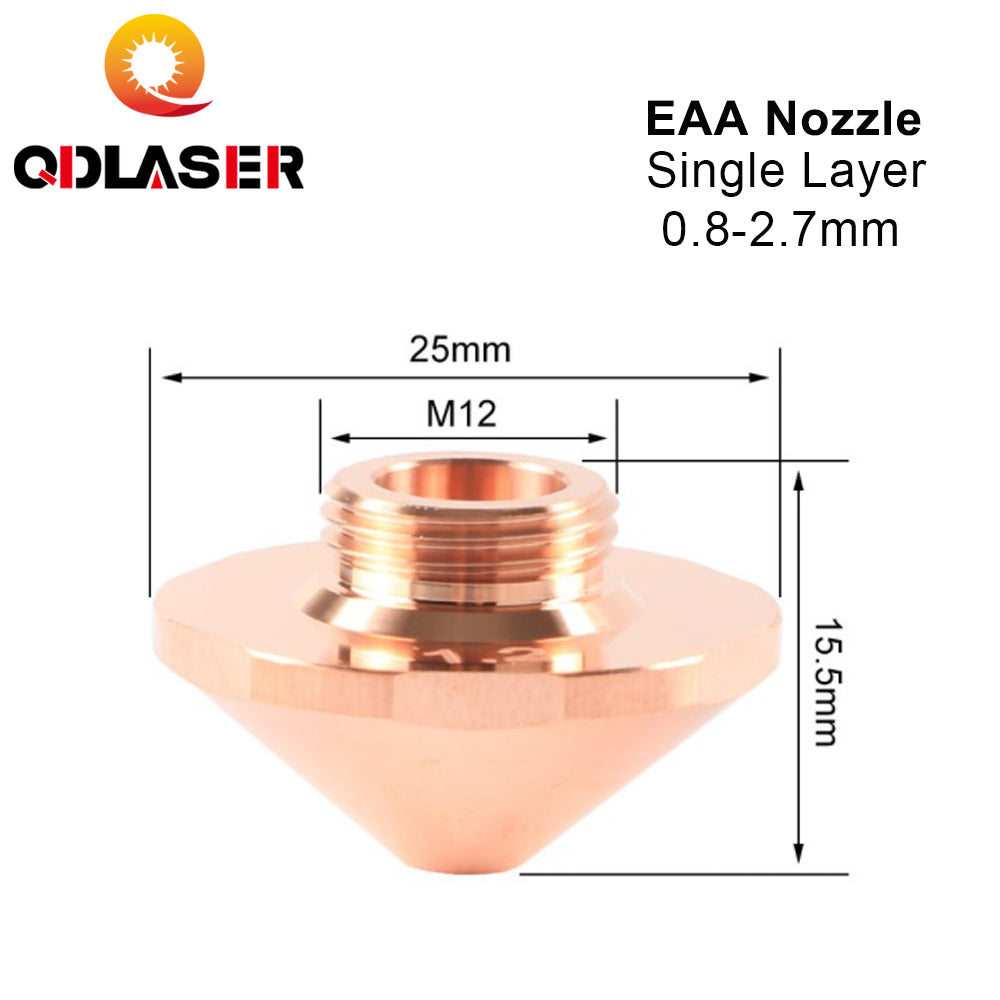 QDLASER TruLaser EAA Single Layer Nozzle 0.8-2.7mm Laser Nozzle Dia.25 H15.5 M12mm for TruMatic Fiber Laser Cutting Machine