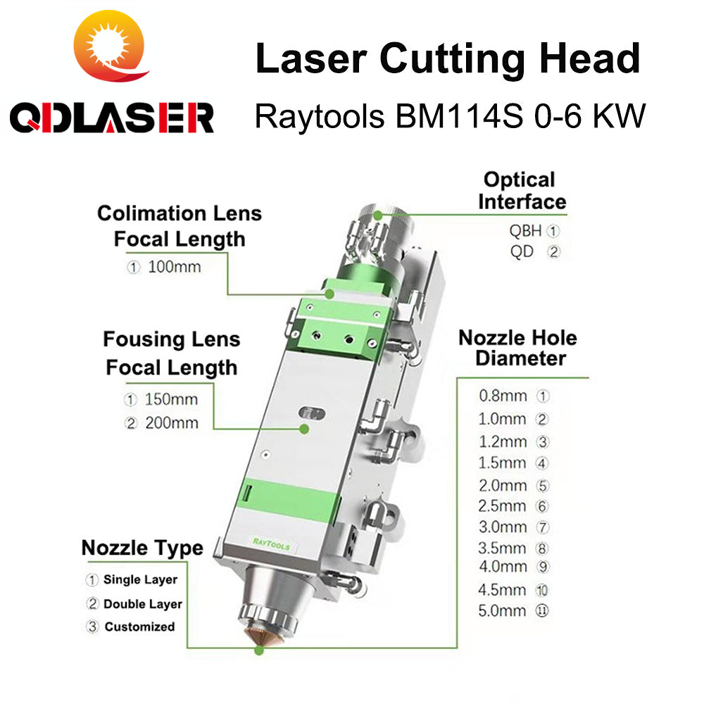 QDLASER Raytools BM114S 0-6 KW Auto Focusing Fiber Laser Cutting Head for Metal Cutting
