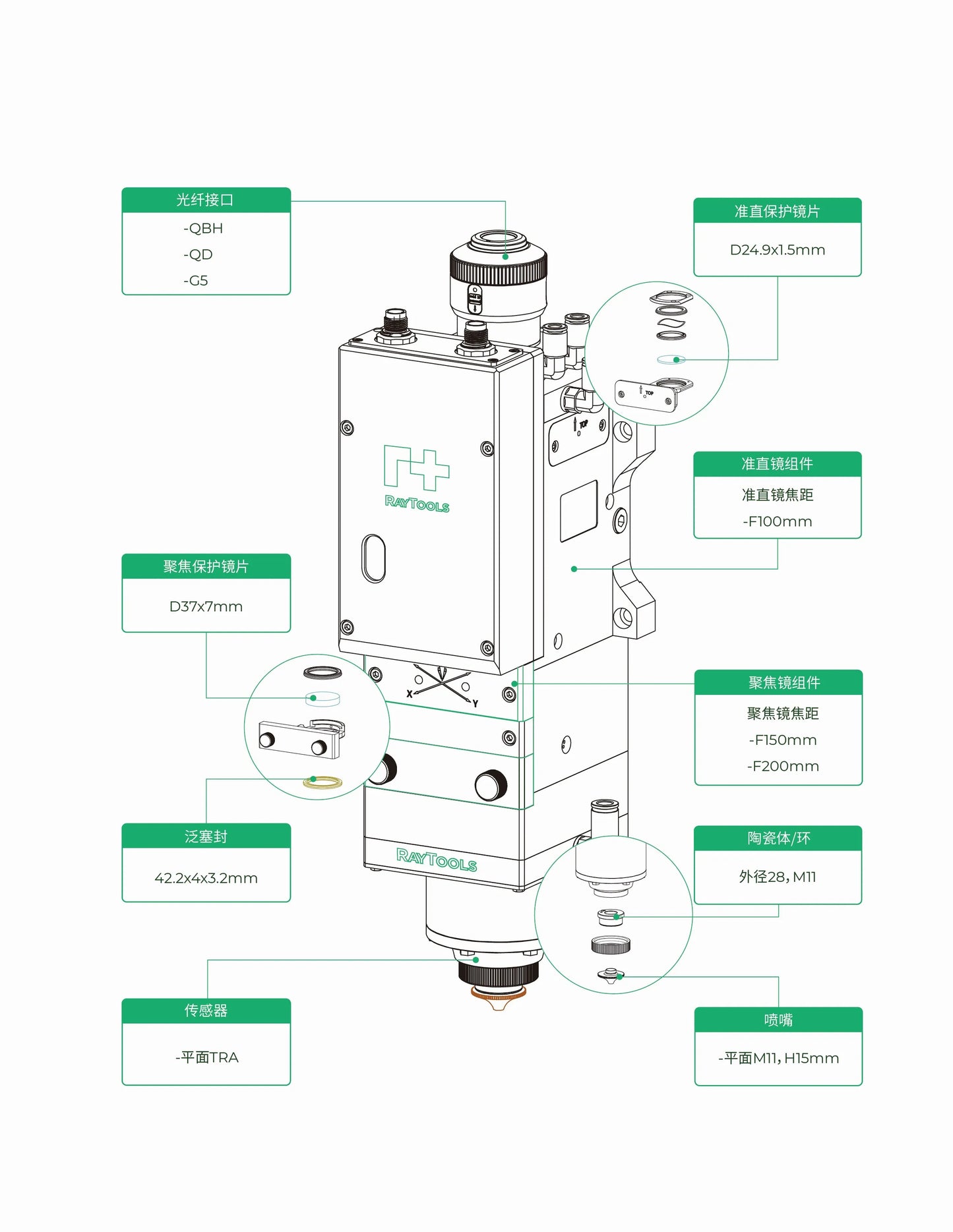 6kw BM06K Fiber Laser Head for Raytools Auto Focus Cutting Head Fiber Laser Cutting Machine