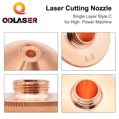 QDLASER Penta C Style Laser Cutting Nozzles Single Layer for High-Power Machine D28 M11 H15mm Caliber 3.5-6.0mm for Fiber Laser