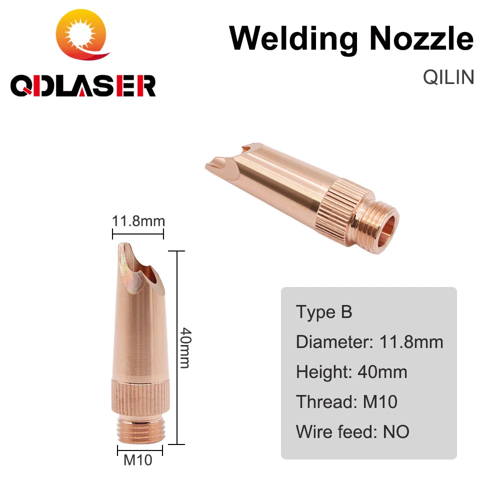 QDLASER QILIN Laser Welding Nozzle M10 Thread Diameter 11.8mm Hand-held Copper Welding Nozzles for QILIN Laser Welding Machine