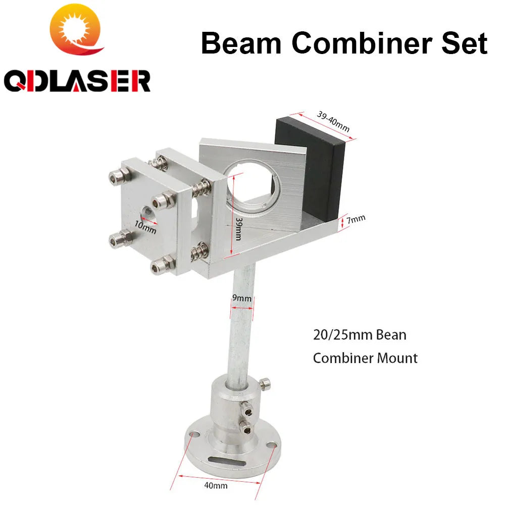ZnSe Laser Beam Combiner Set 20 / 25mm Conbiner 500-700nm Lens + Mount + Red Pointer for CO2 Laser Marking Machine