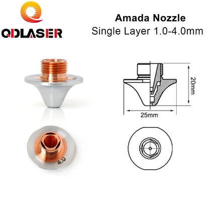 QDLASER Amada Laser Nozzles Single/Double Layer 1.0-4.0mm Amada Laser Cutting Machines Amada Nozzle