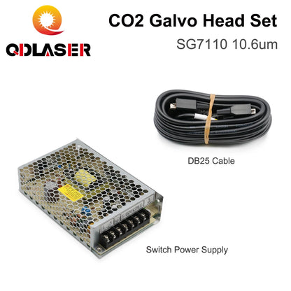 QDLASER CO2 Laser Scanning Galvo Head SG7110 10.6um 10600nm Input Aperture10mm Galvanometer Scanner with Power Supply Set