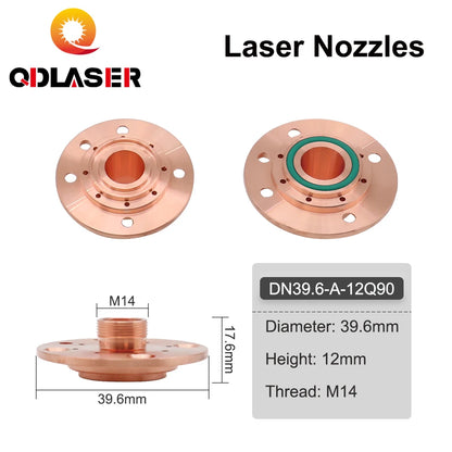 QDLASER G-type DN-2 Laser Nozzle Connector Q90 Height 12.3mm / 17.6mm Thread M14 For Fiber Laser Cutting Machine The Nozzle