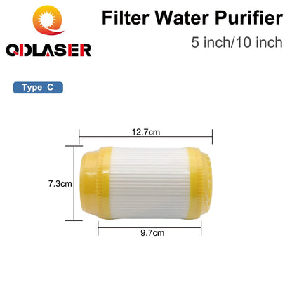 QDLASER Ion Resin Filter 5 inches / 10 inches Water Purification Filter Coolers for Fiber Lasers