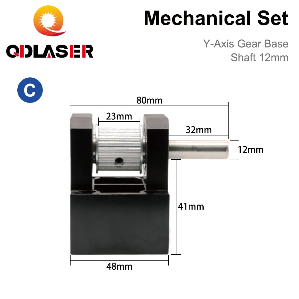 QDLASER LC Guide Rail Set Gear Base Mechanical Parts Shaft 12mm Belt 15-20mm for Co2 Laser Engraving Cutting Machine