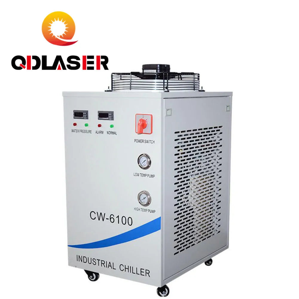QDLASER 220V CW-6100AH CNC Spindle Water Chiller for Cooling Dual 200W or Single 400w CO2 Laser Tubes