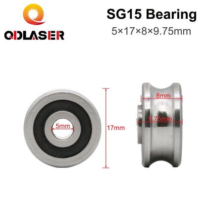 QDLASER Bearings 5 Pcs 5G10 5G15 5G20 5G25 Groove Ball Bearings for CO2 Laser Engraving Cutting Machine U Groove Bearing