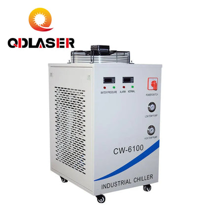 QDLASER 220V CW-6100AH CNC Spindle Water Chiller for Cooling Dual 200W or Single 400w CO2 Laser Tubes