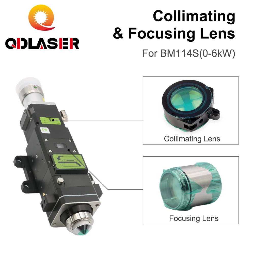 QDLASER BM114 Collimating &amp; Focusing Lens D37 F100 &amp; D38.1 F200mm with Lens Holder for Raytools Laser Cutting Head BM114