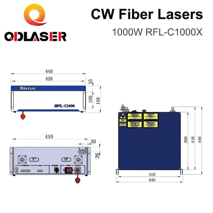 QDLASER Original Raycus Laser Source 1000W Single Module CW Laser RFL-C1000X 2 Years Warranty for Fiber Cutting Machine