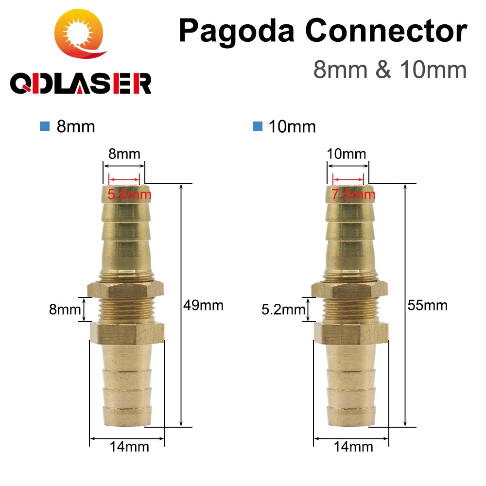 QDLASER Copper Pagoda Head 8mm&10mm Connector for Water Pipe Liquid Tube Gas Pipe