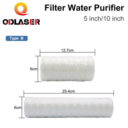 QDLASER Ion Resin Filter 5 Inches / 10 Inches Water Purification Filter Coolers for Fiber Lasers