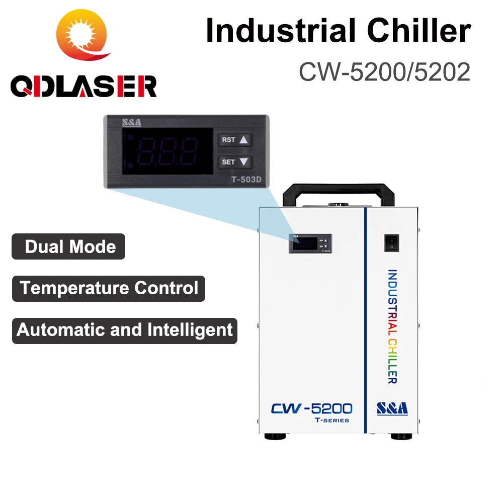QDLASER CW5200 CW5202 S&A Water Chillers Industrial air Water Cooler for CO2 Laser Engraving Cutting Machine Cooling