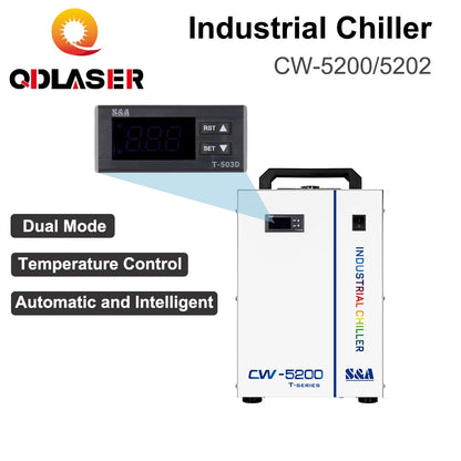 QDLASER CW5200 CW5202 S&A Water Chillers Industrial air Water Cooler for CO2 Laser Engraving Cutting Machine Cooling