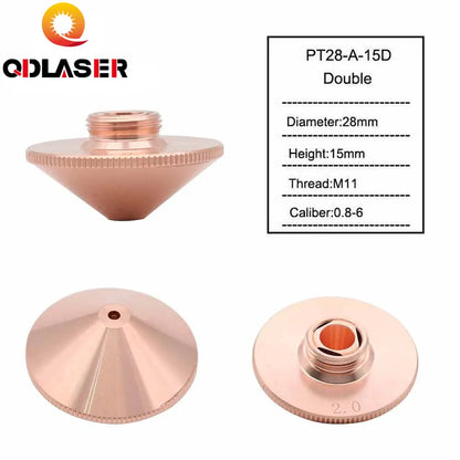QDLASER Laser Nozzle Single Double Layer Dia.28mm Caliber 0.8 - 6.0 P0591-571-0001 for Precitec WSX FIBER Laser Cutting Head