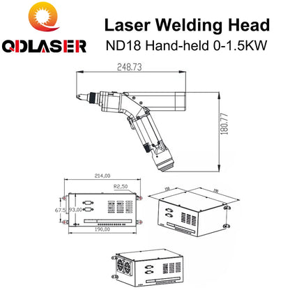 QDLASER WSX ND18 0-1.5KW Hand-held Fiber Laser Head Laser Welding Head