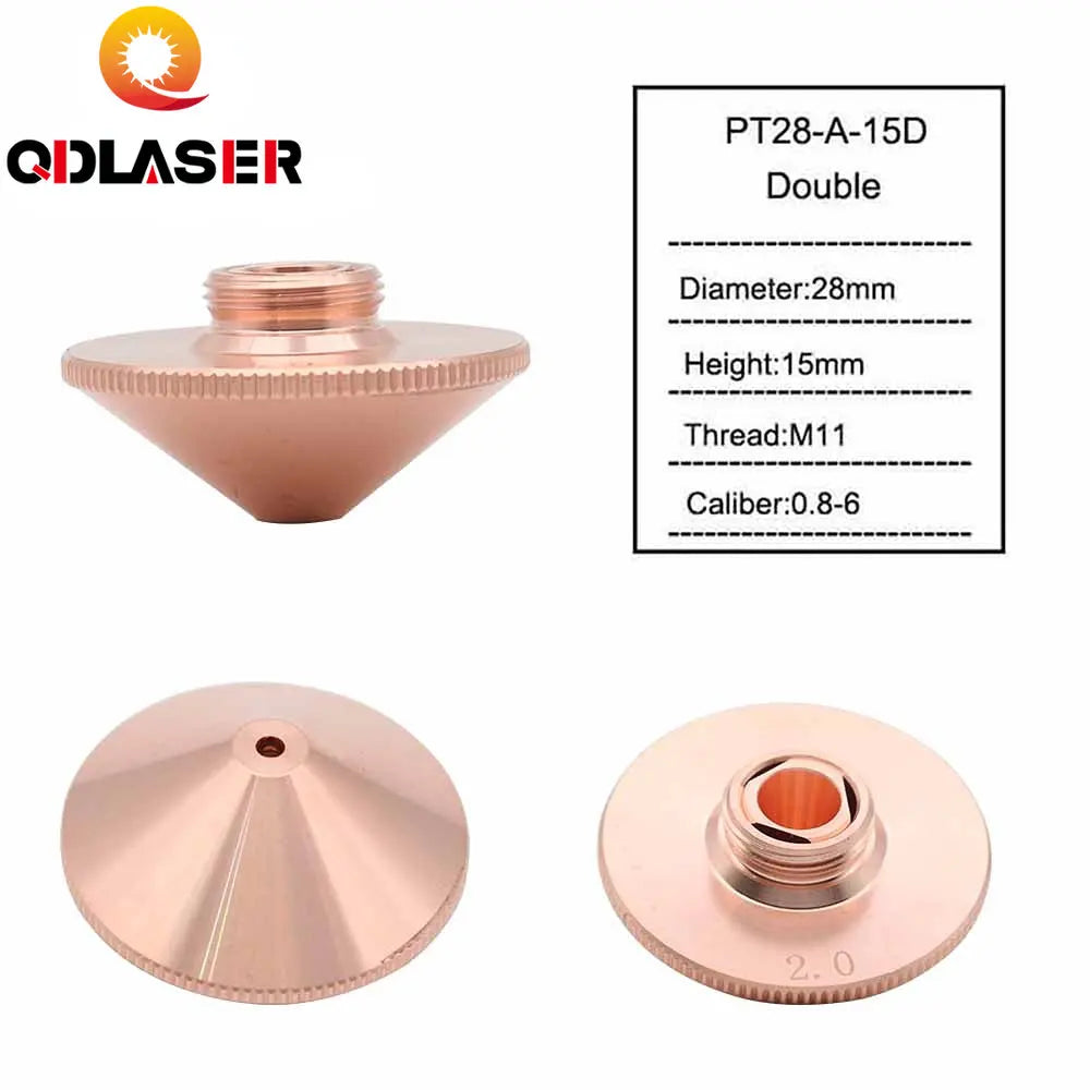 QDLASER Laser Nozzle Single Double Layer Dia.28mm Caliber 0.8 - 6.0 P0591-571-0001 for Precitec WSX FIBER Laser Cutting Head