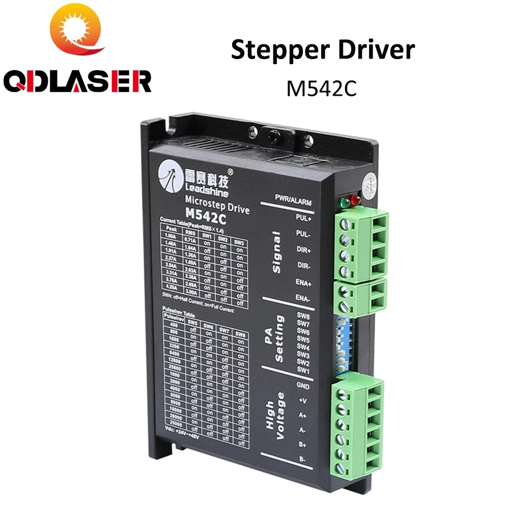 QDLASER Leadshine 2-Phase Stepper Motor Driver M542C Input Voltage 24-48VDC Current 1.0-4.2A Stepper Motor Driver