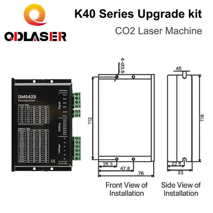 QDLASER for K40 Series CO2 Small Laser Engraving Machine Upgrade Kit CO2 Laser Controller Rida RDC6432 DM542S Stepper Driver