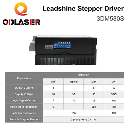 QDLASER Leadshine Stepper Motor Driver 3DM580 3 Phase 18-50VDC 1.0-8.0A Upgrade 3DM580 for CO2 Laser Cutting Engraving Machine