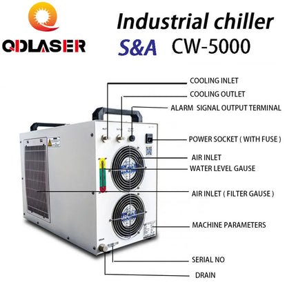 QDLASER Industry Air Water Chiller CW5000 for CO2 Laser Engraving Cutting Machine Cooling 80W 100W Laser Tube