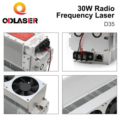 QDLASER 30W DAVI CO2 RF Laser Tube 10.6/9.3/10.2um Metal CO2 Laser Tube D35 for CO2 Laser Engraving and Marking Machine