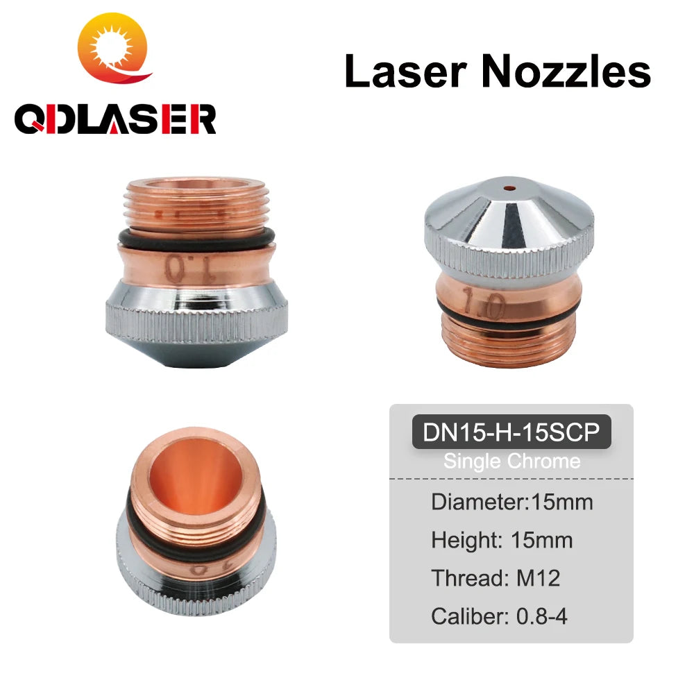 QDLASER DNE Laser Fiber Nozzle Chrome Plating-Single Layer/Double Layer H15 Caliber 0.8-4.0mm for DNE Fiber Laser Cutting Head