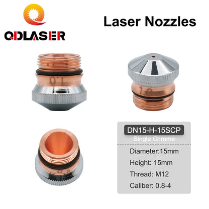 QDLASER DNE Laser Fiber Nozzle Chrome Plating-Single Layer/Double Layer H15 Caliber 0.8-4.0mm for DNE Fiber Laser Cutting Head