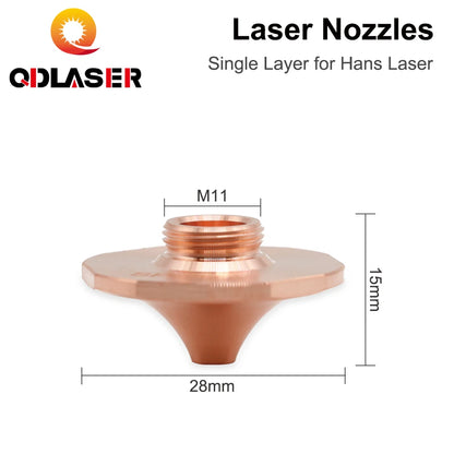 QDLASER DaZu SP Laser Nozzles a Type Plum Blossom Edge Single Layer Dia.28mm H15 Caliber 1.6mm&1.8mm for Hans Laser
