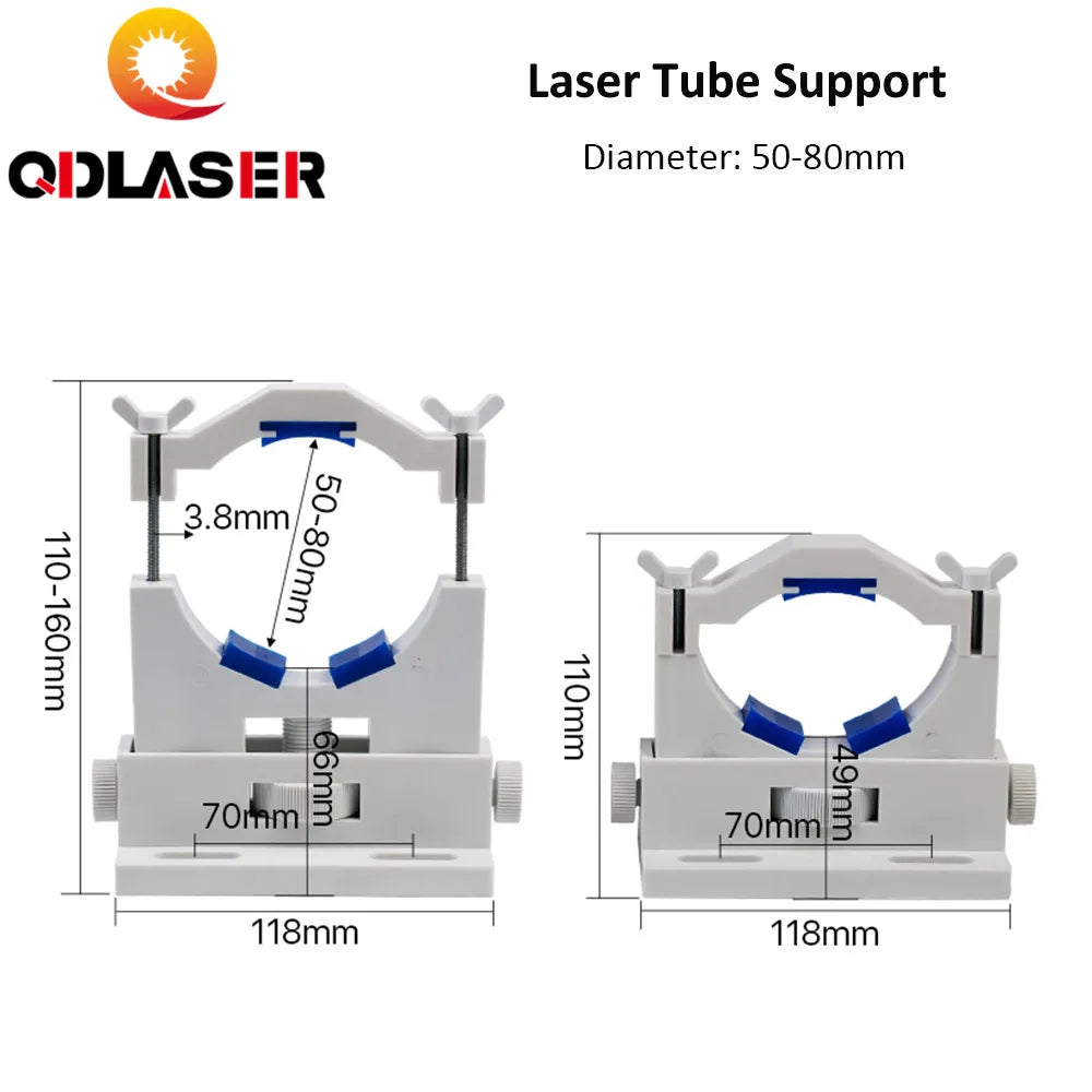 QDLASER Co2 Laser Tube Holder Support For 50-80mm Diameter Yongli Plastic Laser Tube