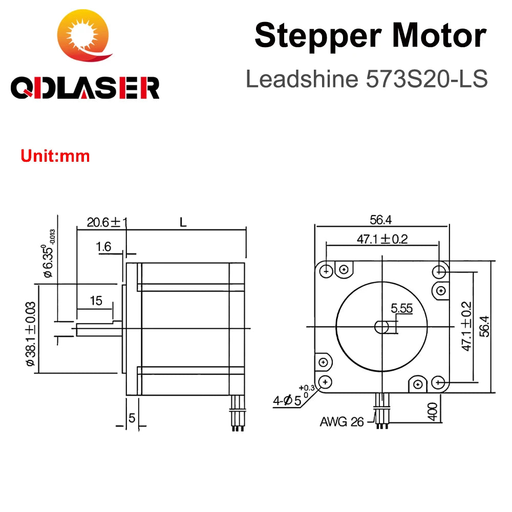 QDLASER Leadshine 3 Phase Stepper Motor 573S20-LS