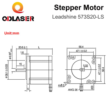 QDLASER Leadshine 3 Phase Stepper Motor 573S20-LS