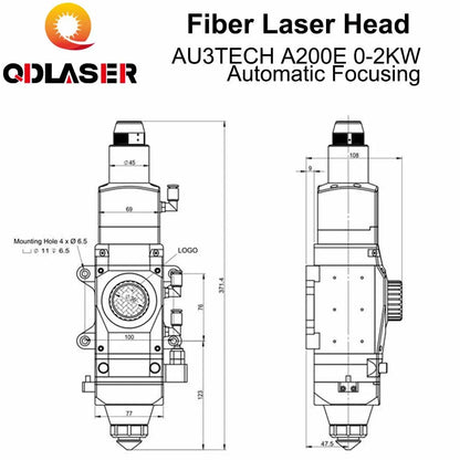 QDLASER AU3TECH 0-2KW Automatic Focusing Laser Head A200E Autofous Laser Cutting Head