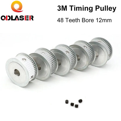 QDLASER 3M-48 Teeth HTD  Timing Pulley Bore 6/8/10/12/14/15/19/20mm for Width 20mm AF/BF Aluminium  HTD3M Synchronous Belt 48T