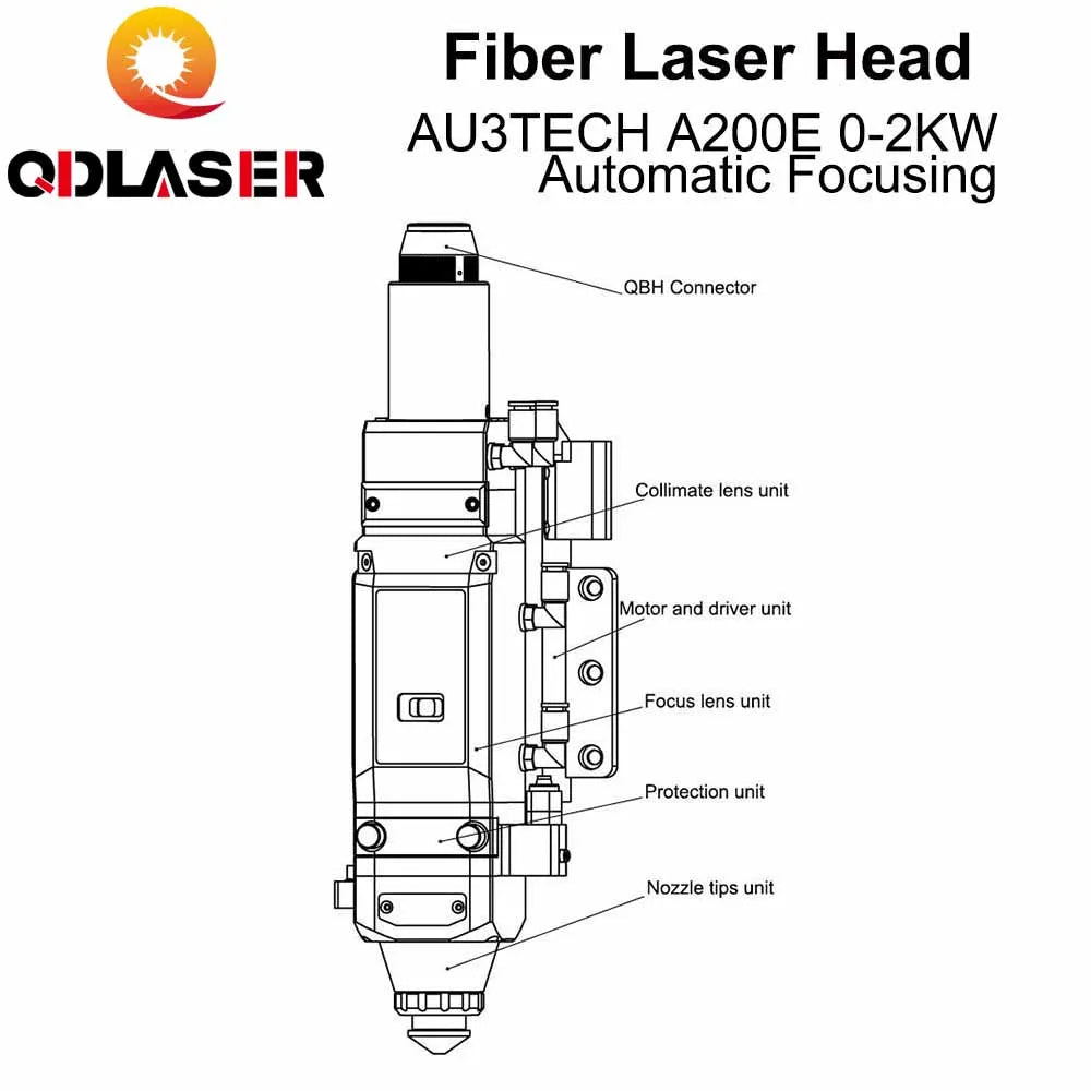 QDLASER AU3TECH 0-2KW Automatic Focusing Laser Head A200E Autofous Laser Cutting Head