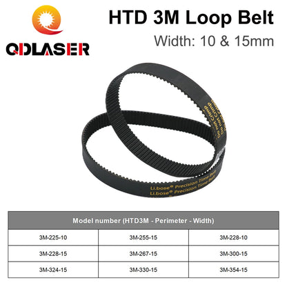 QDLASER HTD 3M Closed Loop Belt  Rubber Timing Belt Various Transmission for CO2 Laser Engraving Cutting Machine / 3D Printer