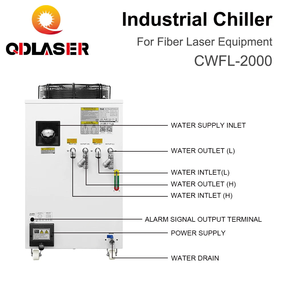 QDLASER CWFL-2000 S&A Industrial Chiller 220-240V Voltage 50/60Hz 15L/min Rated Flow for Industrial Machine Water Cooling System
