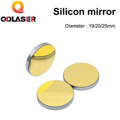 QDLASER CO2 Laser Mirror Si Reflective Mirrors for Laser Engraver Gold-Plated Silicon Reflector Lenses Dia. 19 20 25 30 38.1 mm