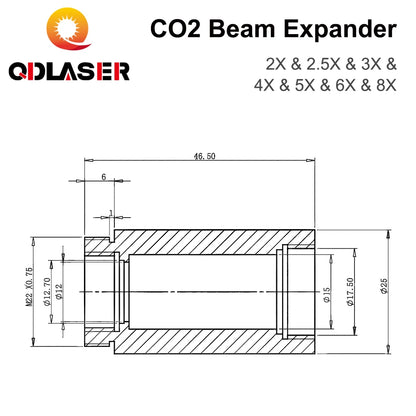 QDLASER CO2 Laser Beam Expander 10600nm 2X 2.5X 3X 4X 5X 6X 7X 8X 10X Galvanometer Laser Marking Lenses Optics Beam Expand