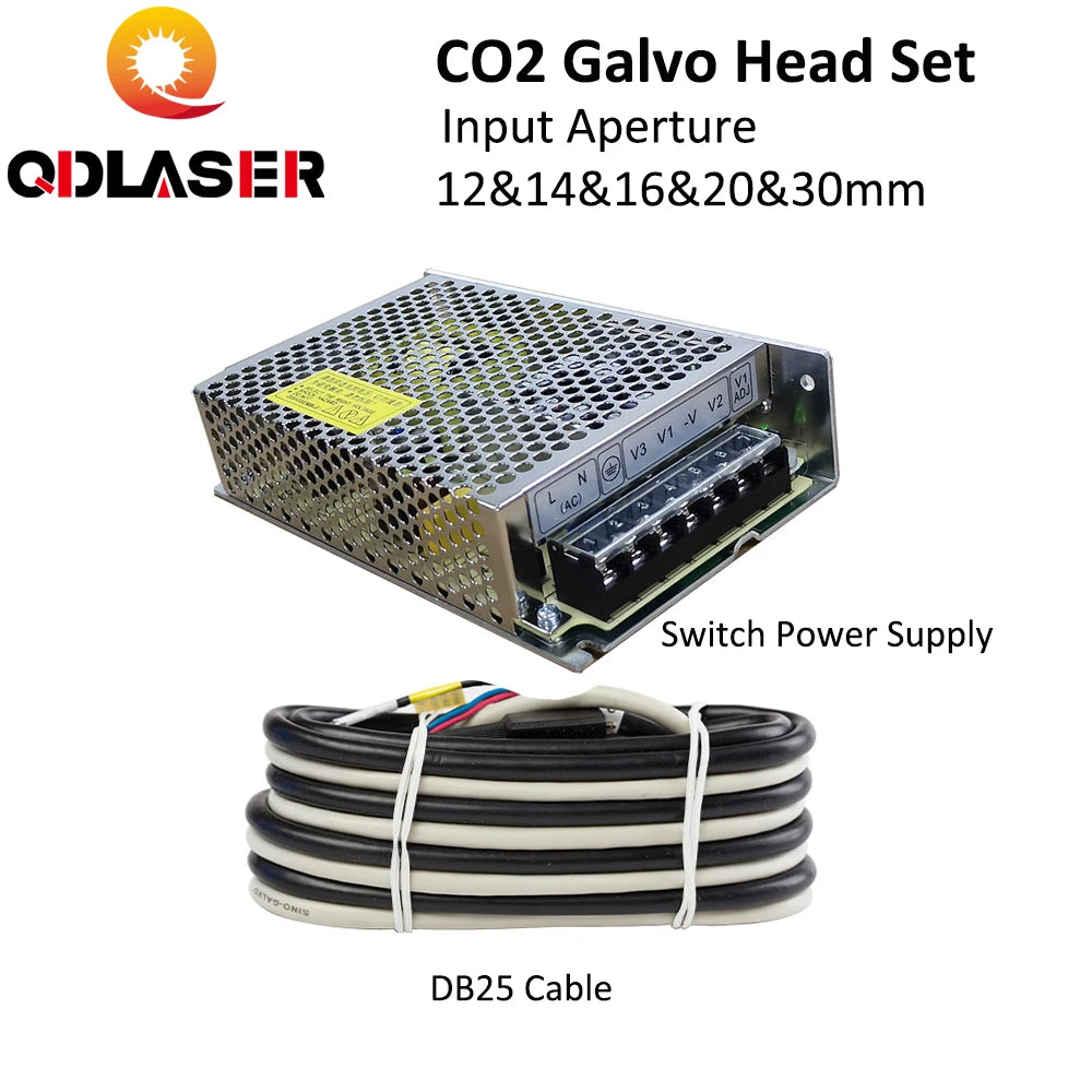 QDLASER CO2 Laser Scanning Galvo Head 10.6um Input Aperture 12mm/14mm/16mm/20mm/30mm Laser Marking Head