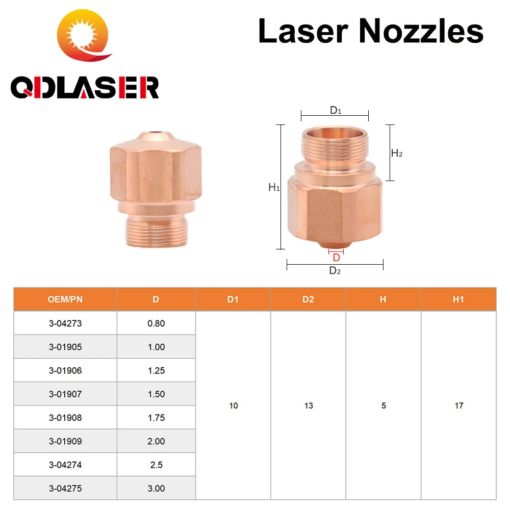 QDLASER Bystronic OEM Laser Nozzles Layer Dia.28mm Caliber 1.0 - 3.0 for OEM Bystronic FIBER Laser Cutting Head 10pcs/lot